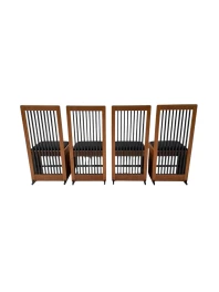 Four Art Deco Modernist High Back Dining Chairs by Architect Caspers, 1920s